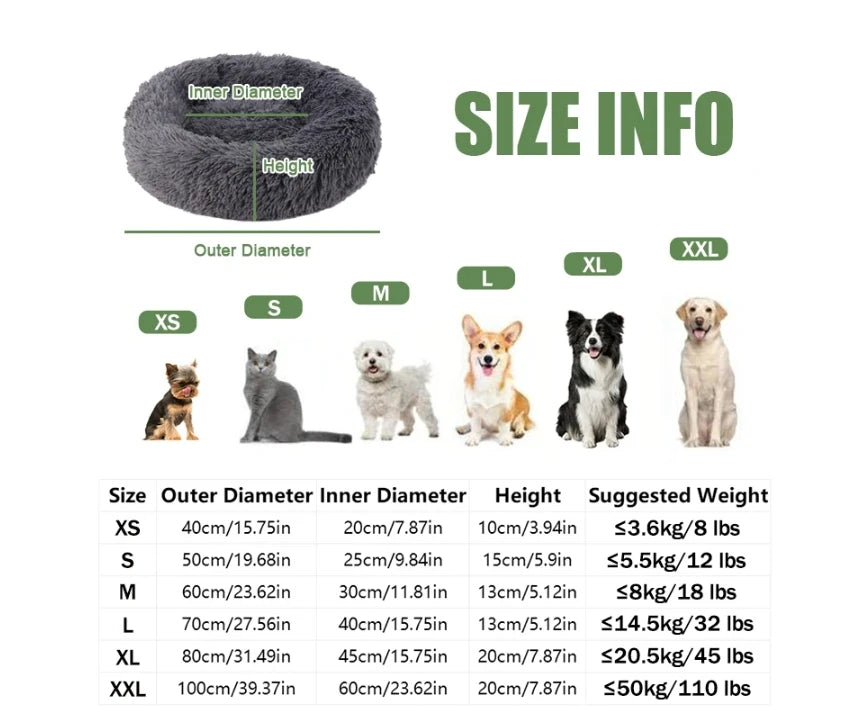 Lit Rond Douillet pour Chats et Chiens